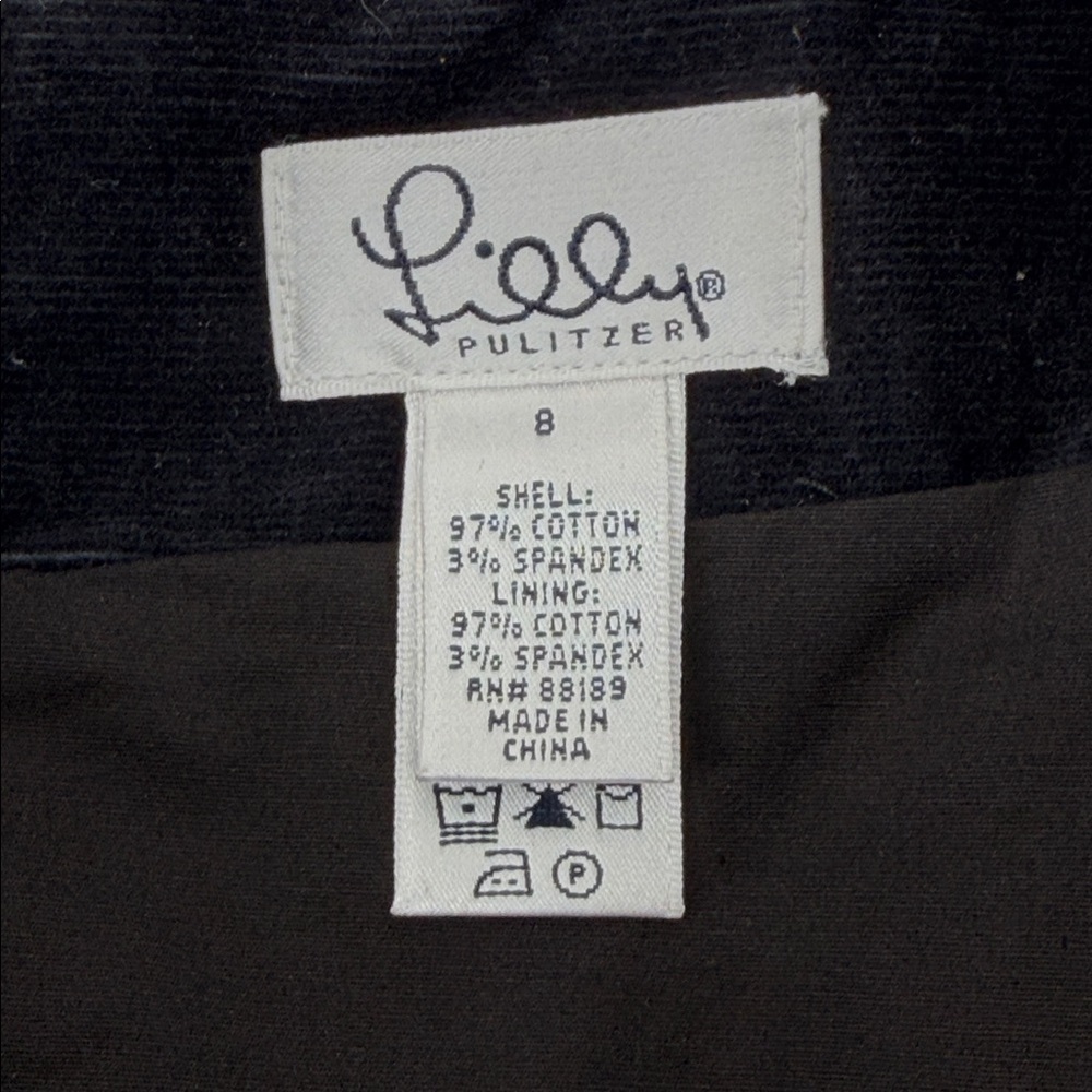 VTG Lilly Pulitzer Women’s Black Velour Pink Palm Short Skirt Sz 9 With Pockets - Picture 8 of 12